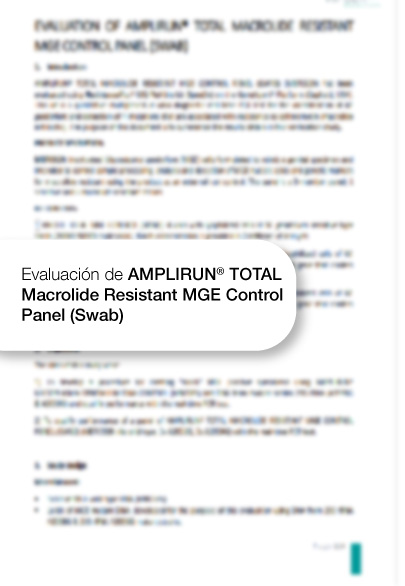 Evaluación de AMPLIRUN® TOTAL Macrolide Resistant MGE Control Panel (Swab)
