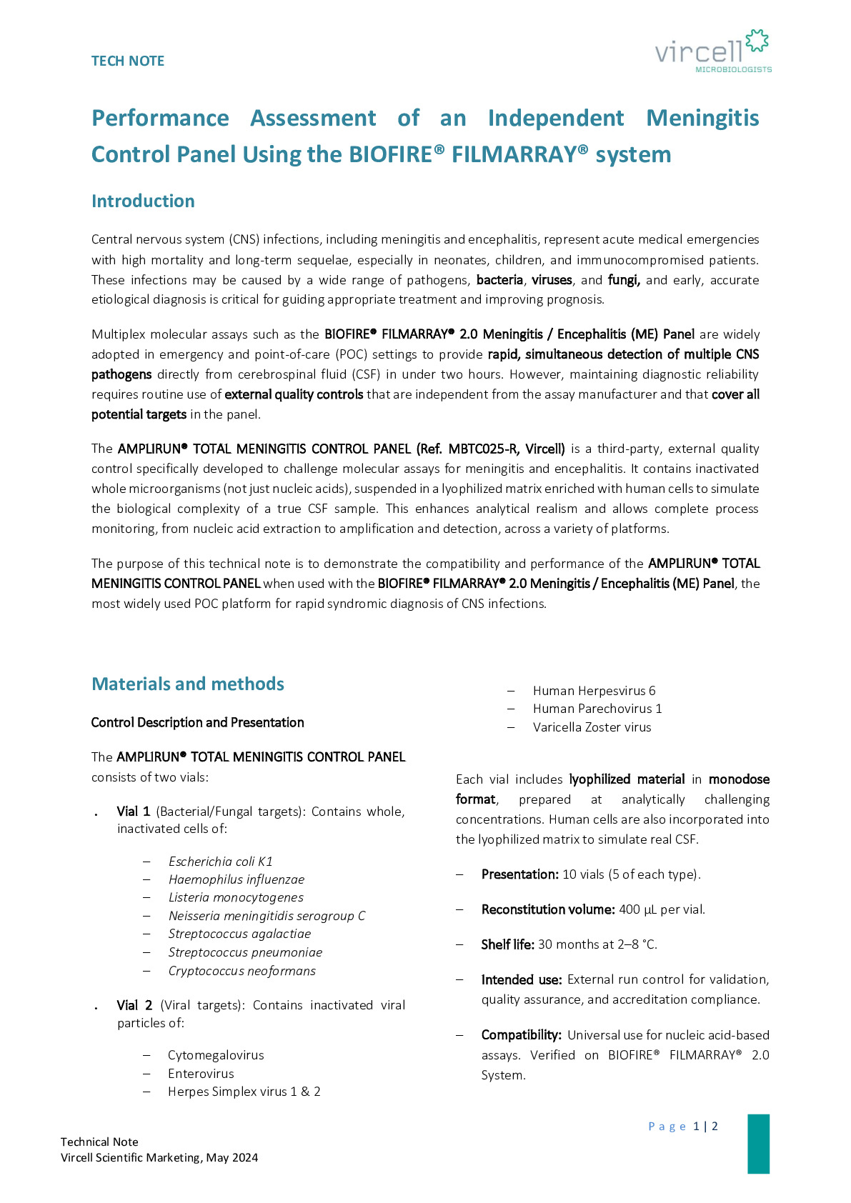 Nota Técnica Amplirun Meningitis Biofire