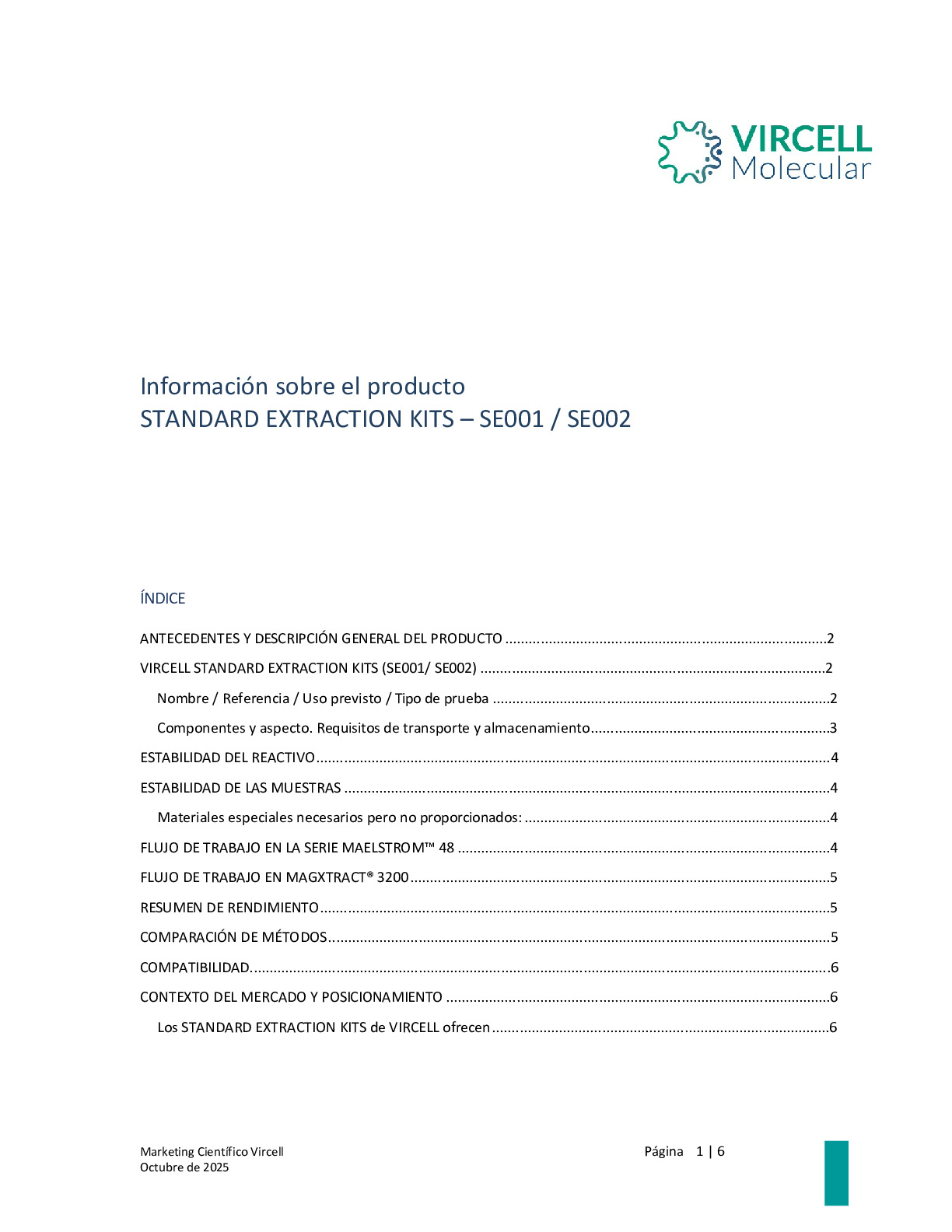 Dossier de producto SE001 y SE002